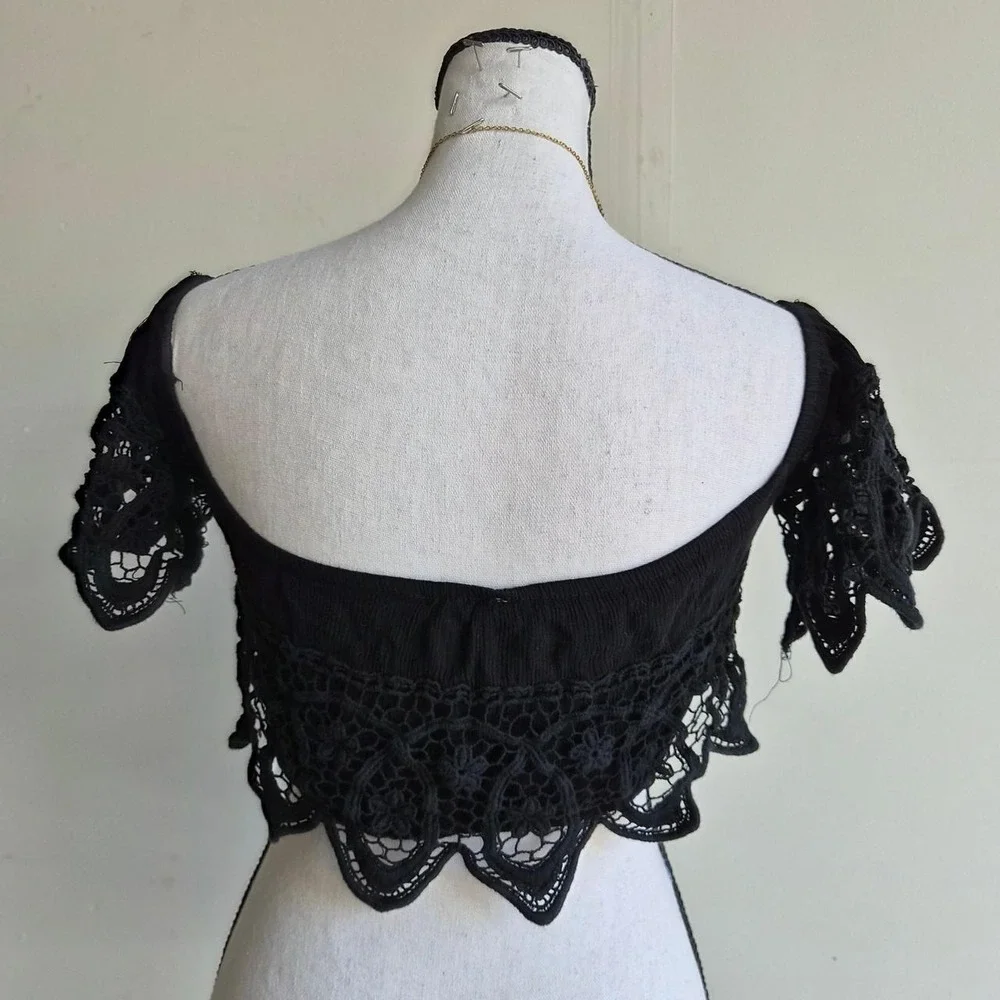 Cotton Candy Crochet Lace Crop Top Women Small Dark Coquette Whimsigoth Festival